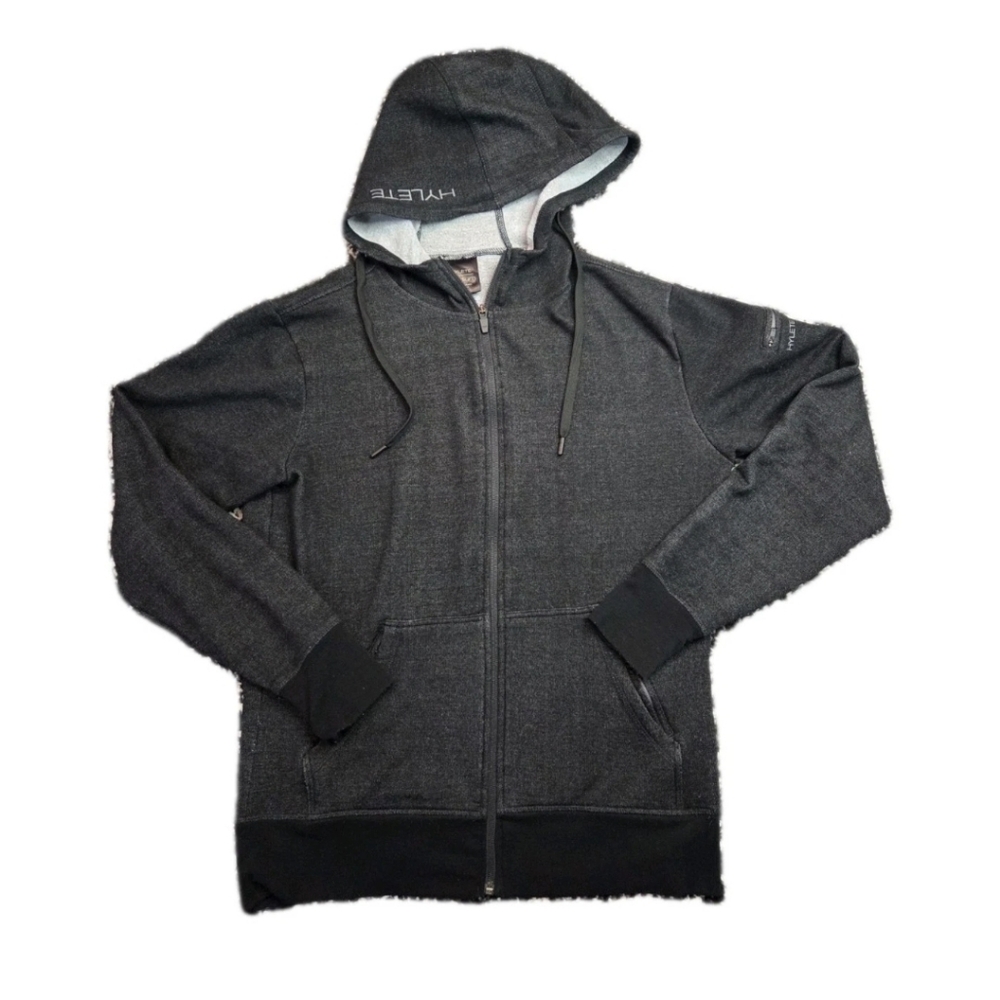 Hylete Hoodie Men Full Zip Sweater Sweatshirt Black Zip Pockets Size M